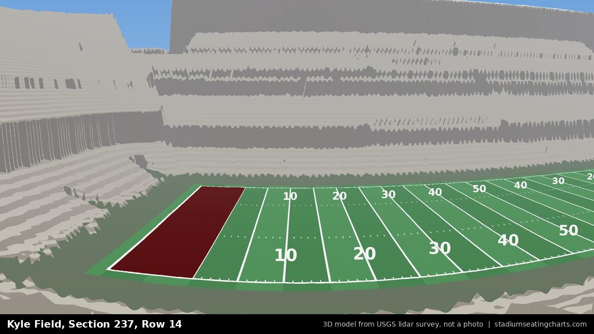 View from Kyle Field Section 237, Row 14, looking toward the field