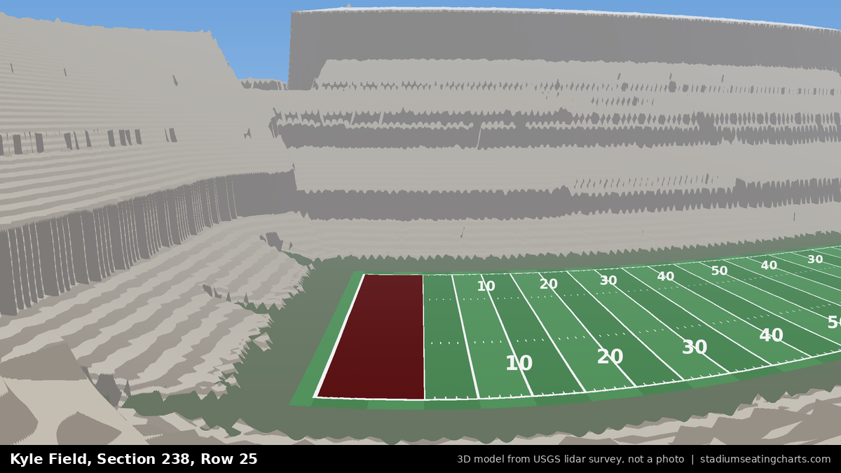 View from Kyle Field Section 238, Row 25, looking toward the field