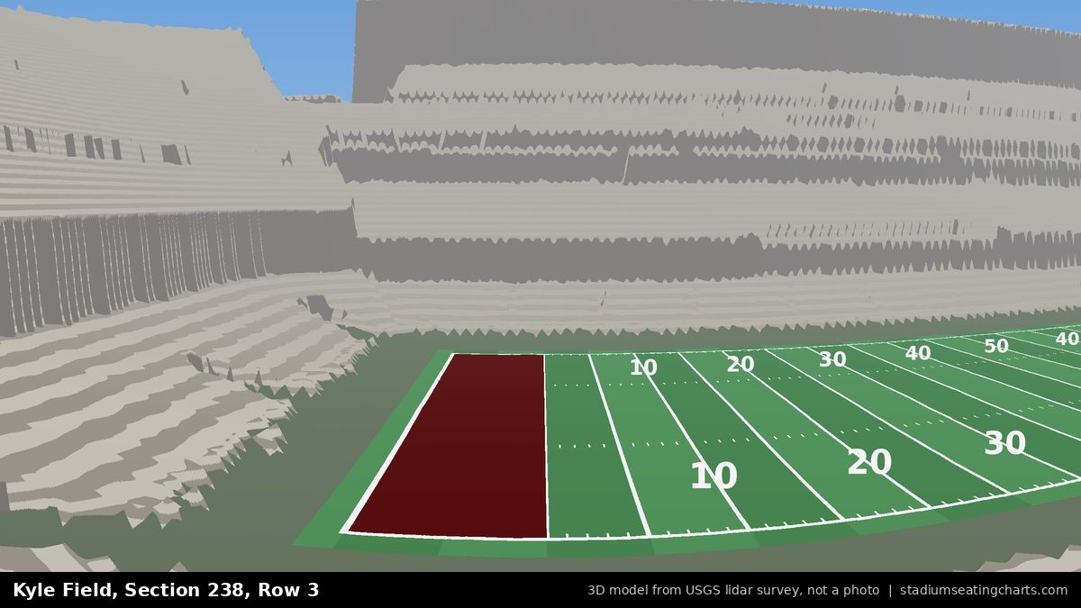 View from Kyle Field Section 238, Row 3, looking toward the field