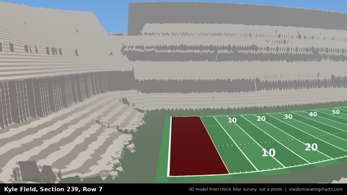 View from Kyle Field Section 239, Row 7, looking toward the field