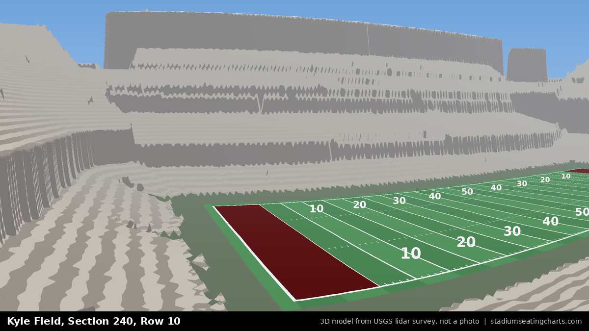 View from Kyle Field Section 240, Row 10, looking toward the field