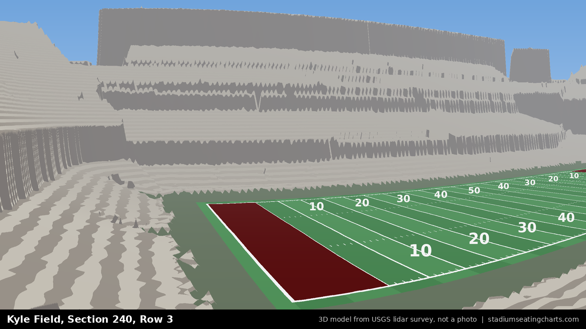 View from Kyle Field Section 240, Row 3, looking toward the field