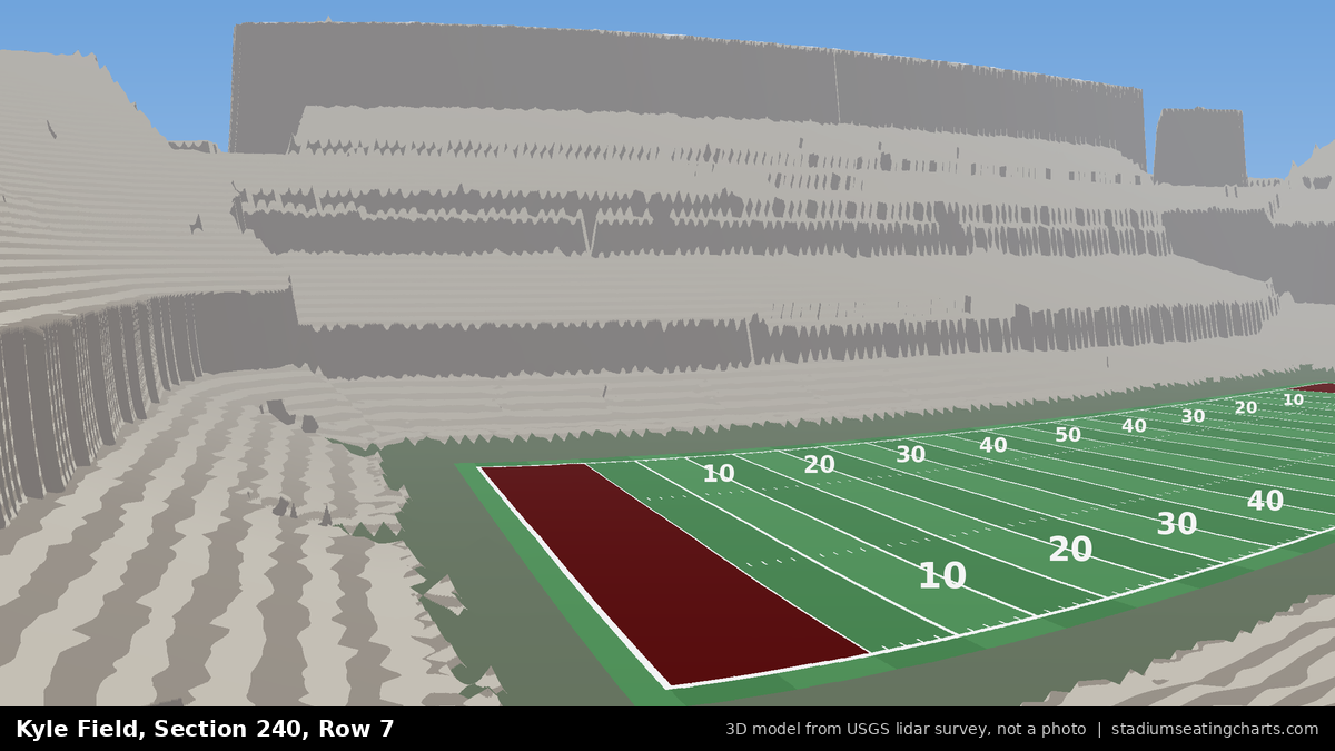 View from Kyle Field Section 240, Row 7, looking toward the field
