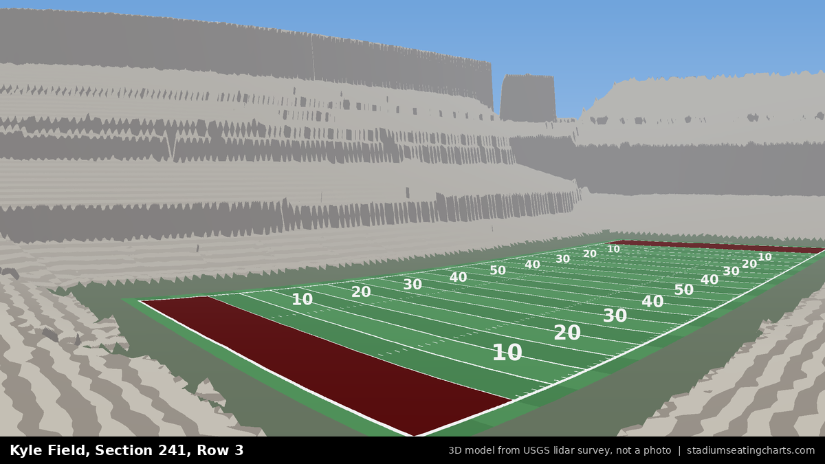 View from Kyle Field Section 241, Row 3, looking toward the field