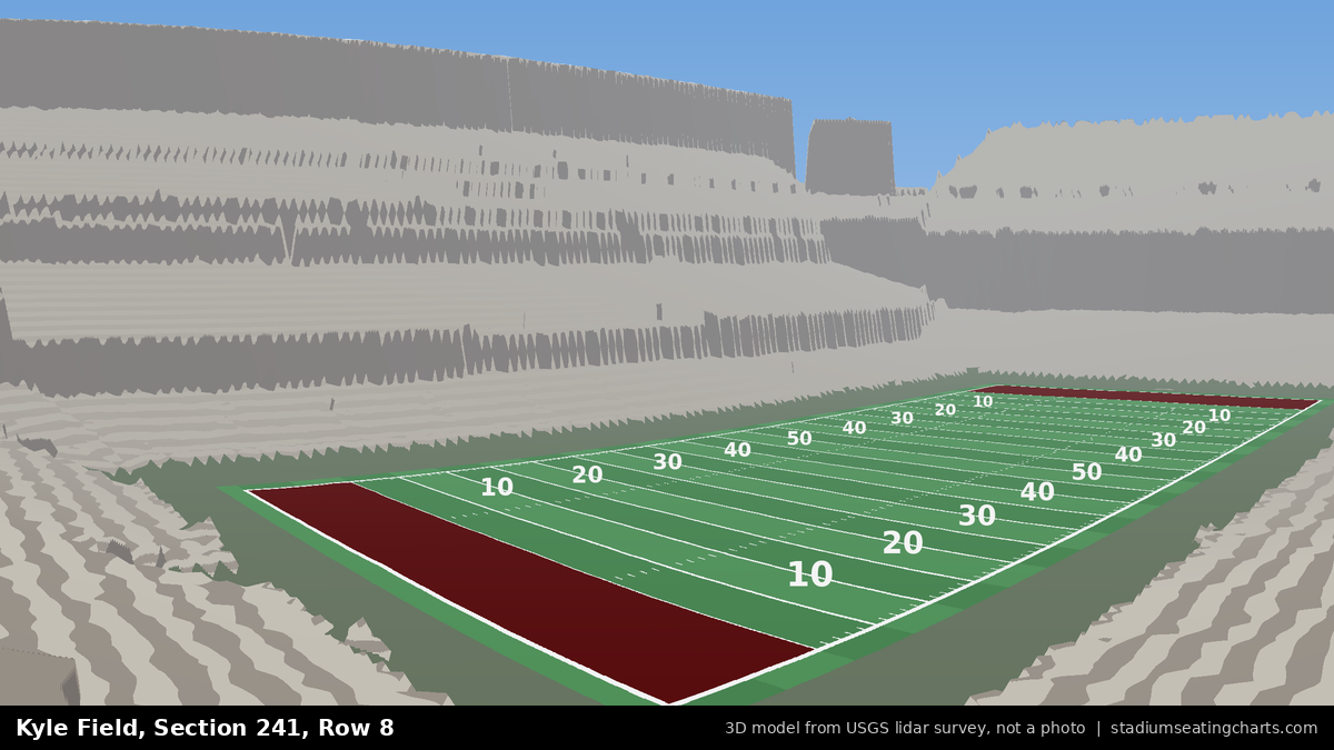 View from Kyle Field Section 241, Row 8, looking toward the field
