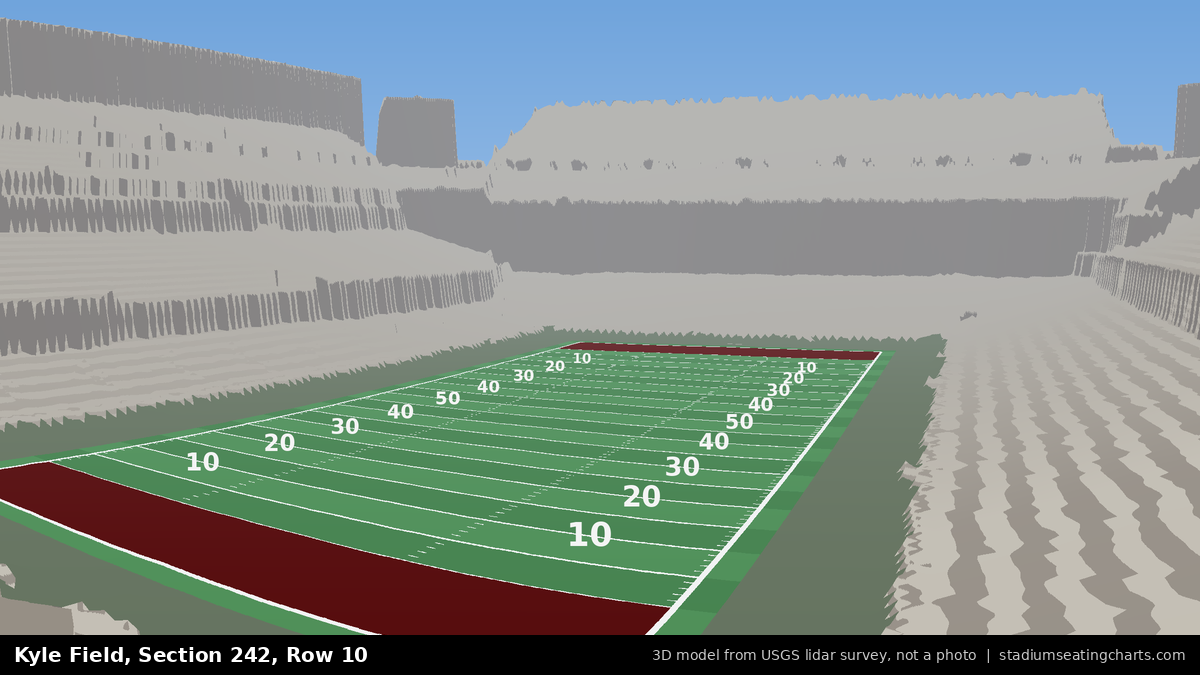 View from Kyle Field Section 242, Row 10, looking toward the field