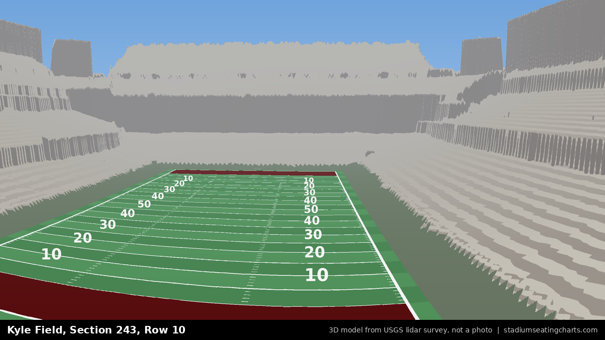 View from Kyle Field Section 243, Row 10, looking toward the field