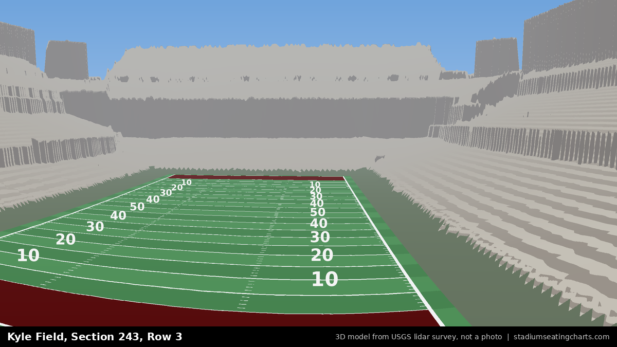 View from Kyle Field Section 243, Row 3, looking toward the field