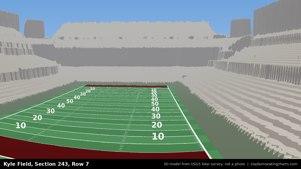 View from Kyle Field Section 243, Row 7, looking toward the field