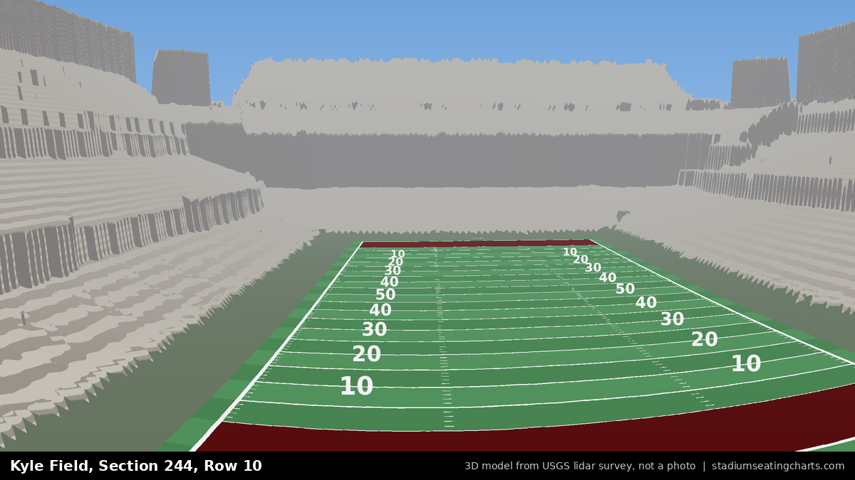 View from Kyle Field Section 244, Row 10, looking toward the field