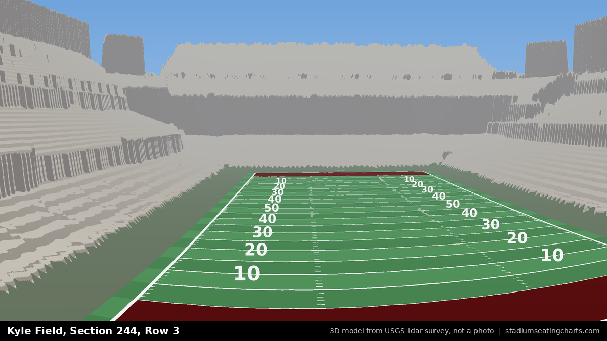 View from Kyle Field Section 244, Row 3, looking toward the field