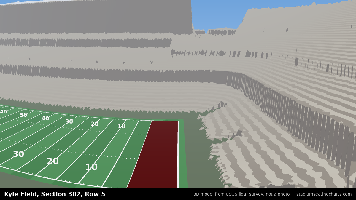 View from Kyle Field Section 302, Row 5, looking toward the field