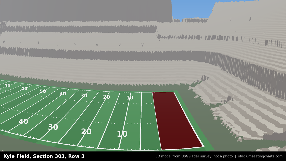 View from Kyle Field Section 303, Row 3, looking toward the field
