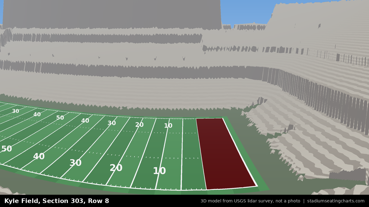 View from Kyle Field Section 303, Row 8, looking toward the field