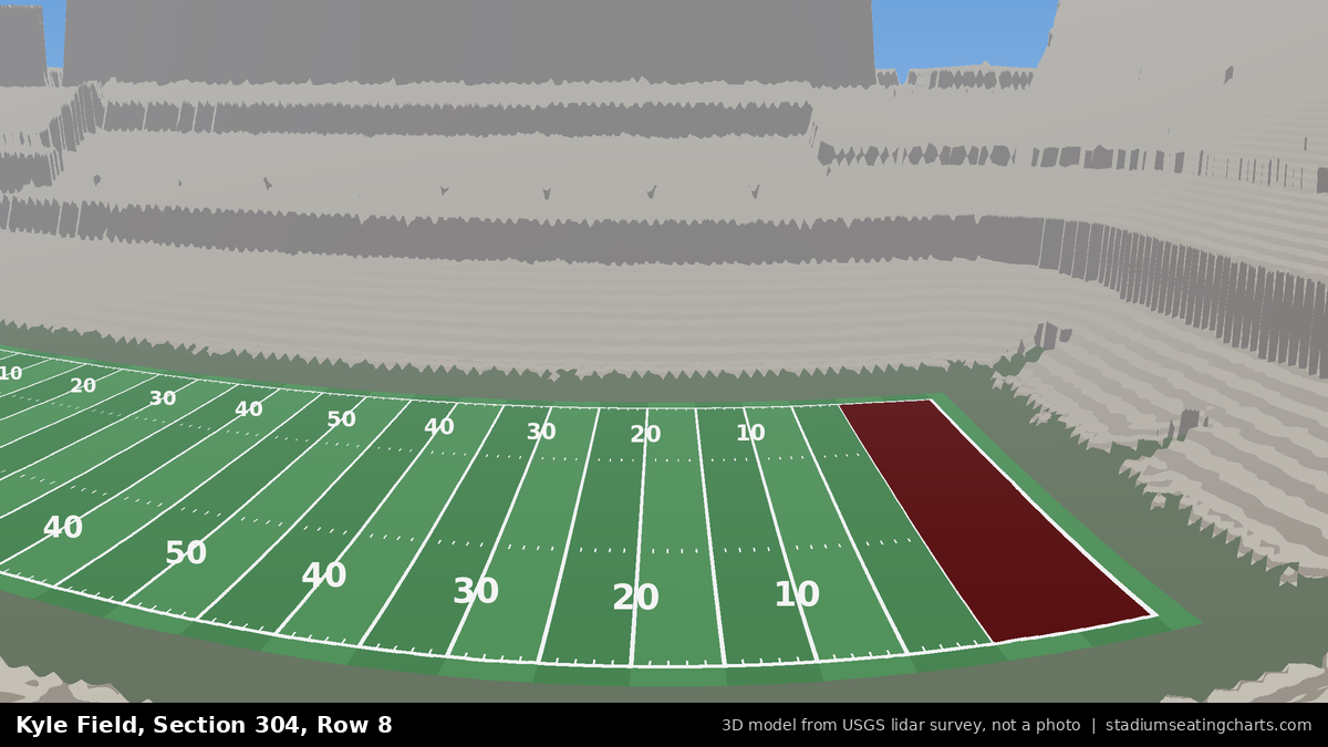 View from Kyle Field Section 304, Row 8, looking toward the field