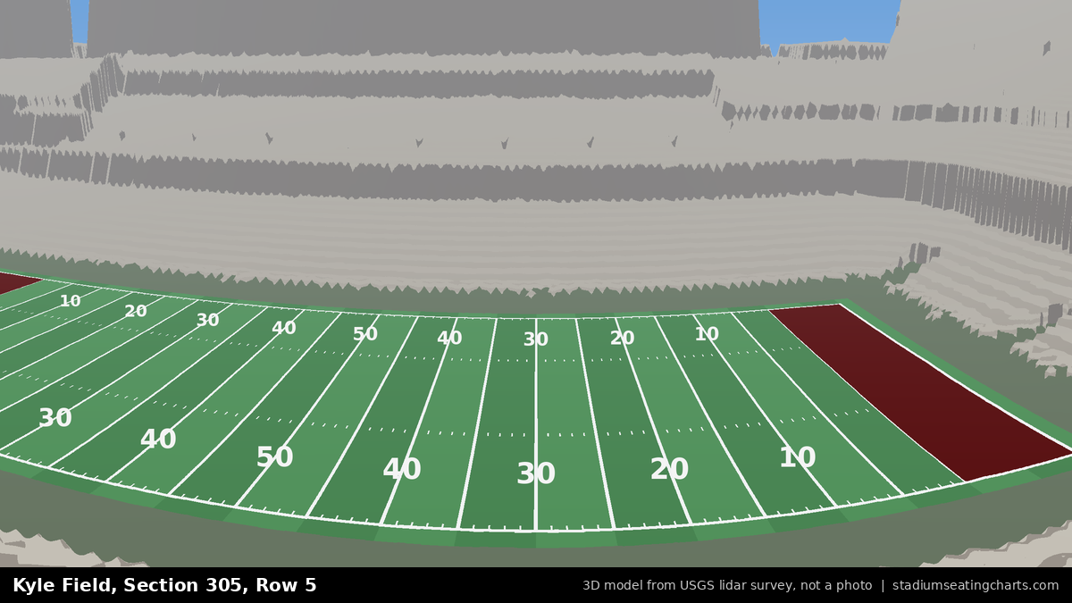 View from Kyle Field Section 305, Row 5, looking toward the field