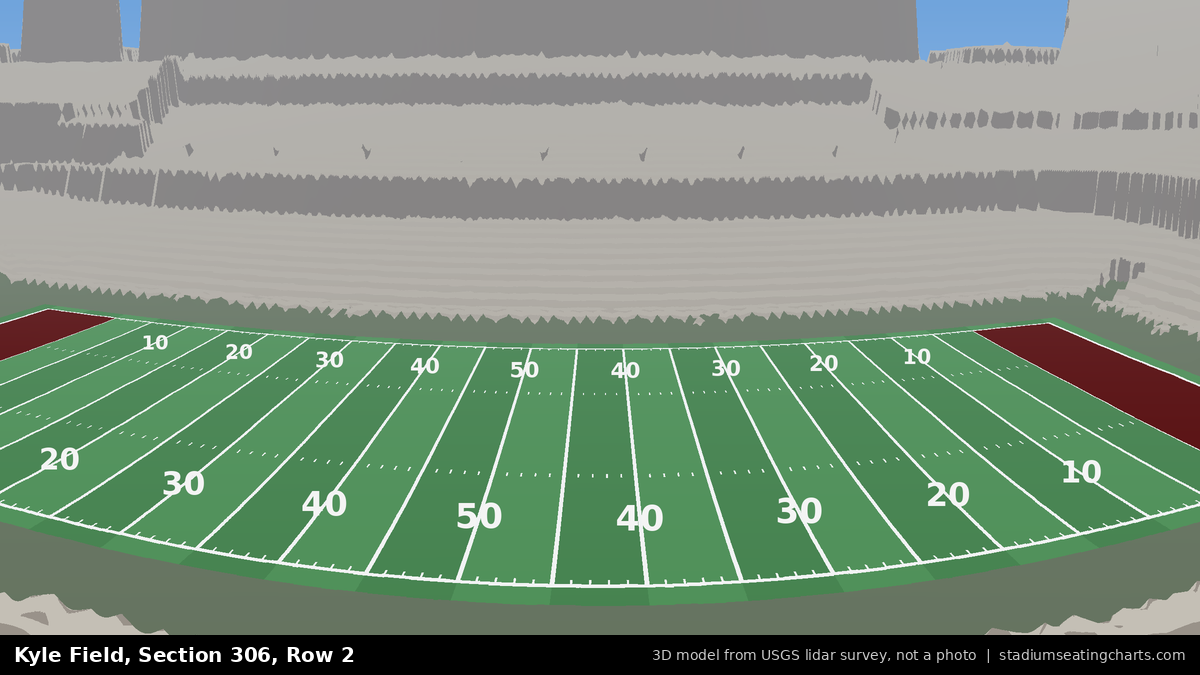 View from Kyle Field Section 306, Row 2, looking toward the field