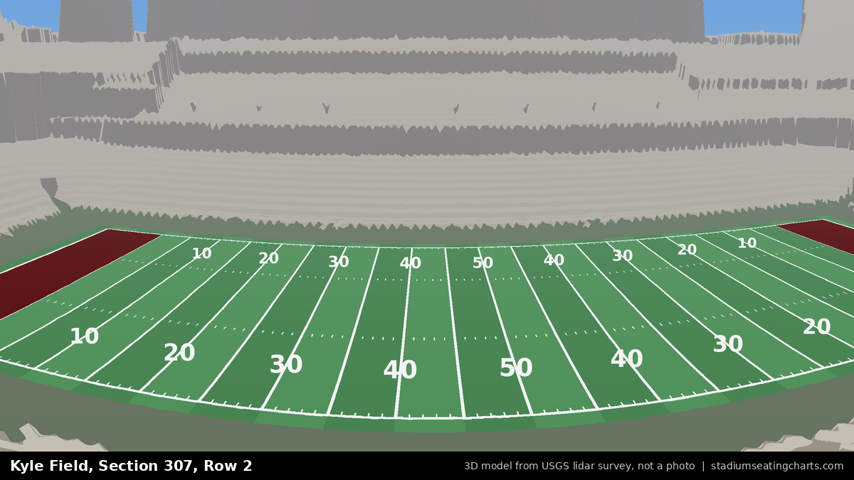 View from Kyle Field Section 307, Row 2, looking toward the field