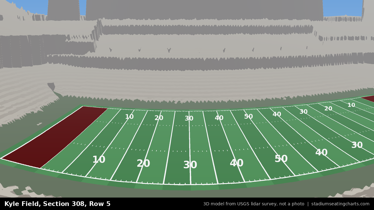 View from Kyle Field Section 308, Row 5, looking toward the field