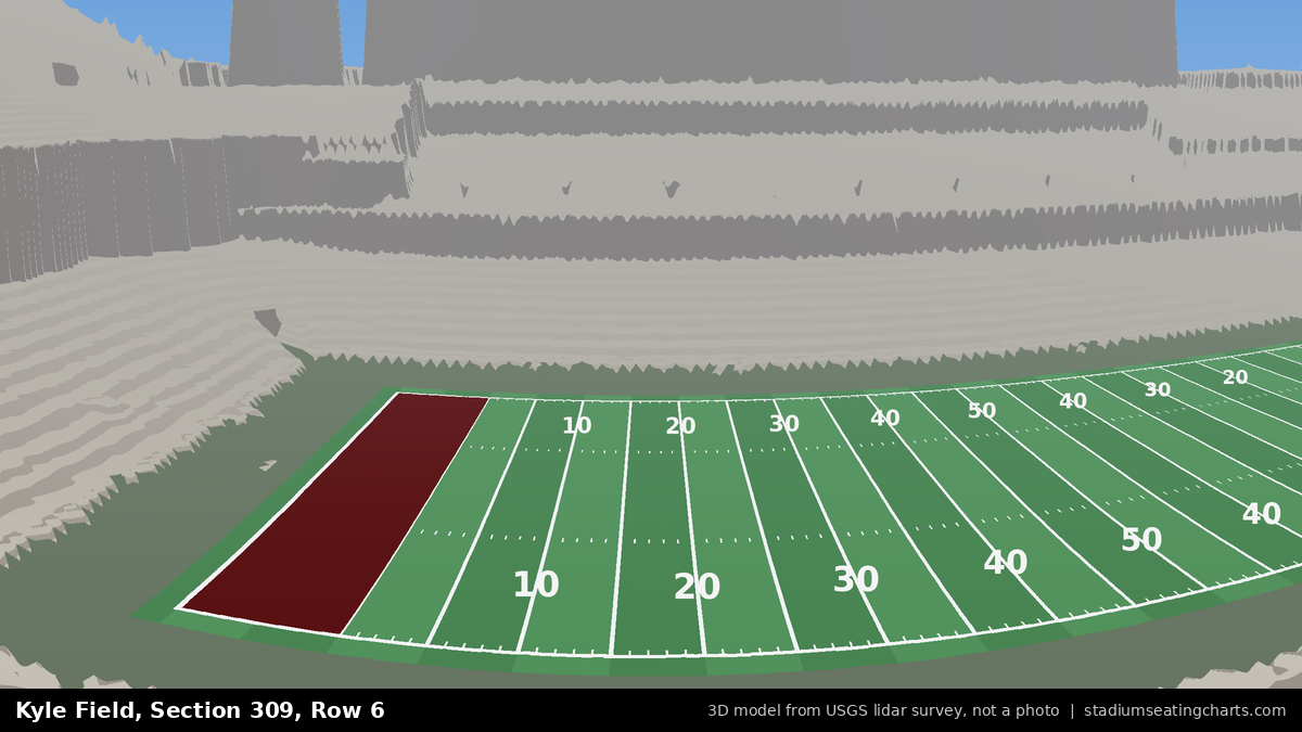 View from Kyle Field Section 309, Row 6, looking toward the field