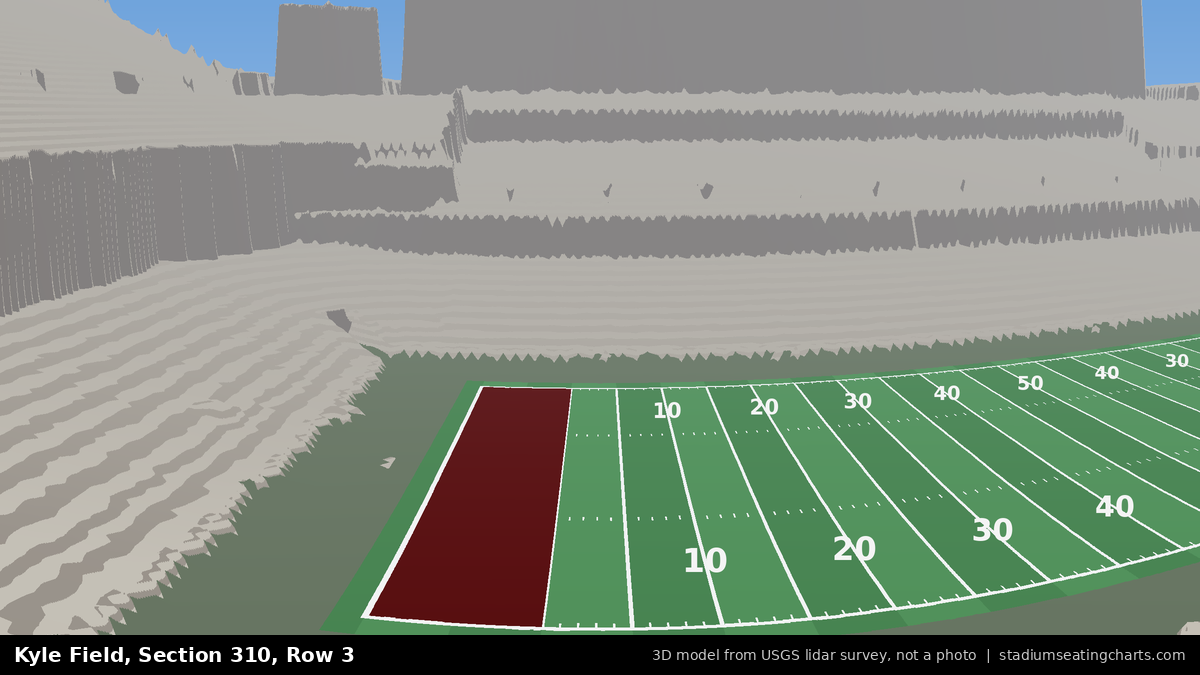 View from Kyle Field Section 310, Row 3, looking toward the field