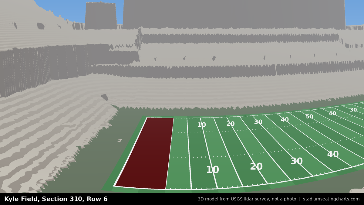 View from Kyle Field Section 310, Row 6, looking toward the field