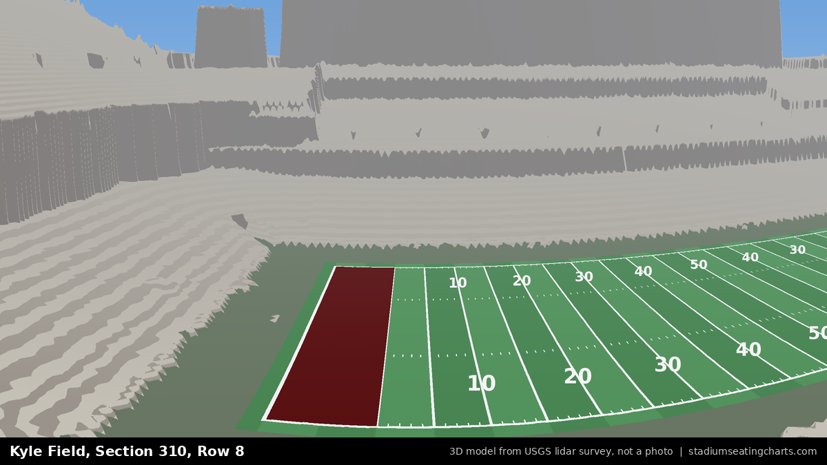 View from Kyle Field Section 310, Row 8, looking toward the field