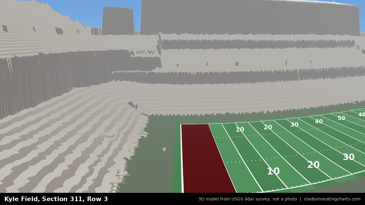 View from Kyle Field Section 311, Row 3, looking toward the field