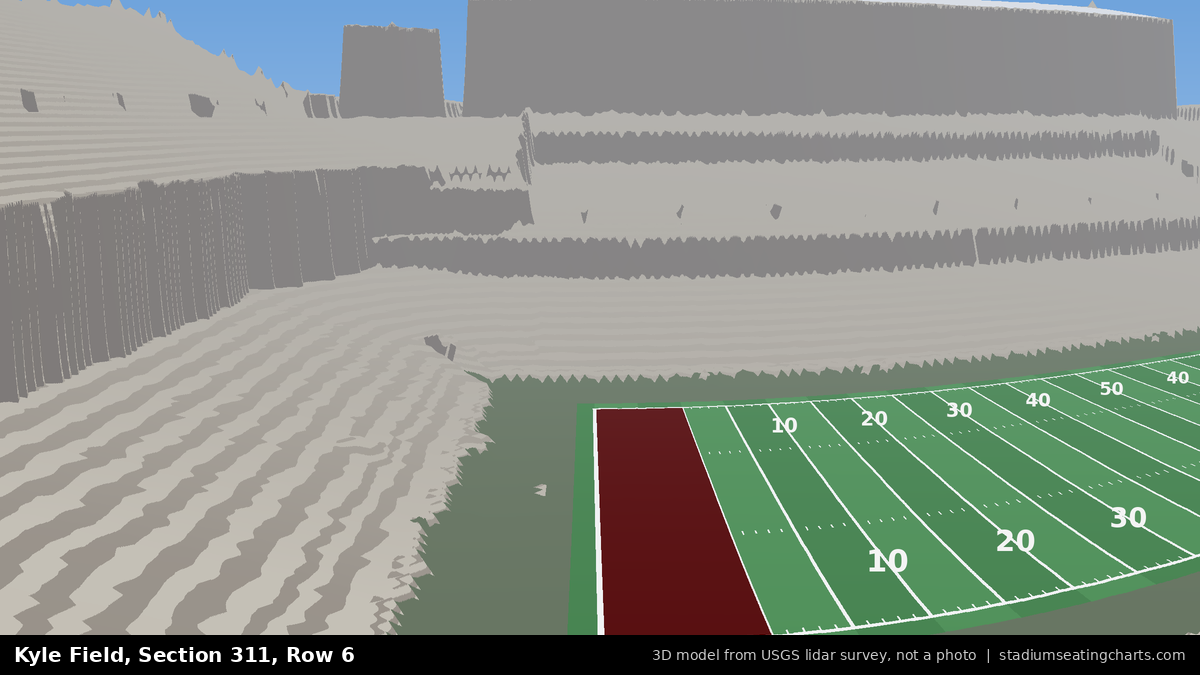 View from Kyle Field Section 311, Row 6, looking toward the field