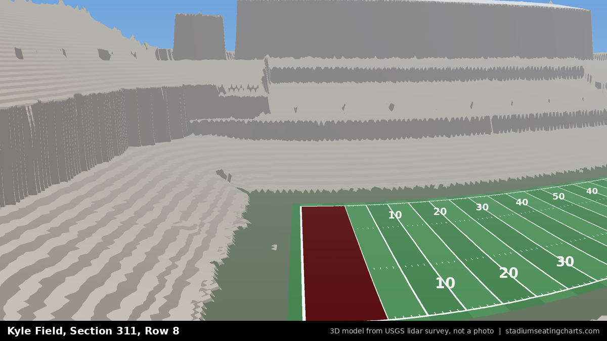 View from Kyle Field Section 311, Row 8, looking toward the field