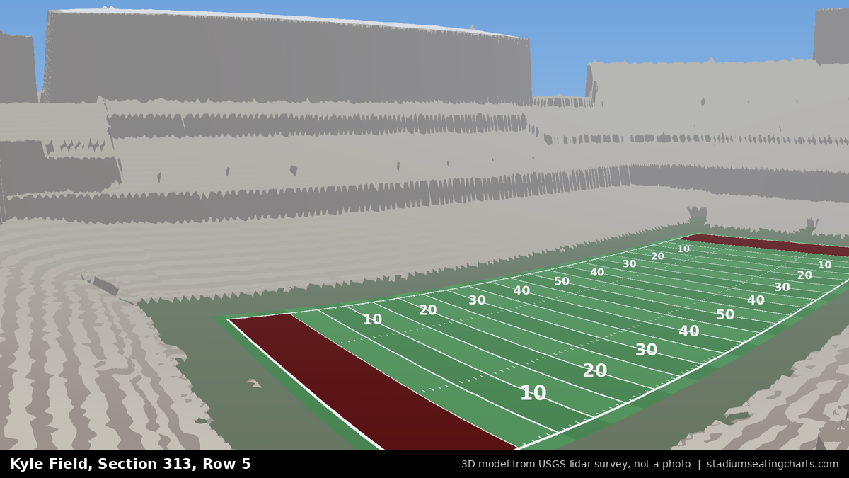 View from Kyle Field Section 313, Row 5, looking toward the field