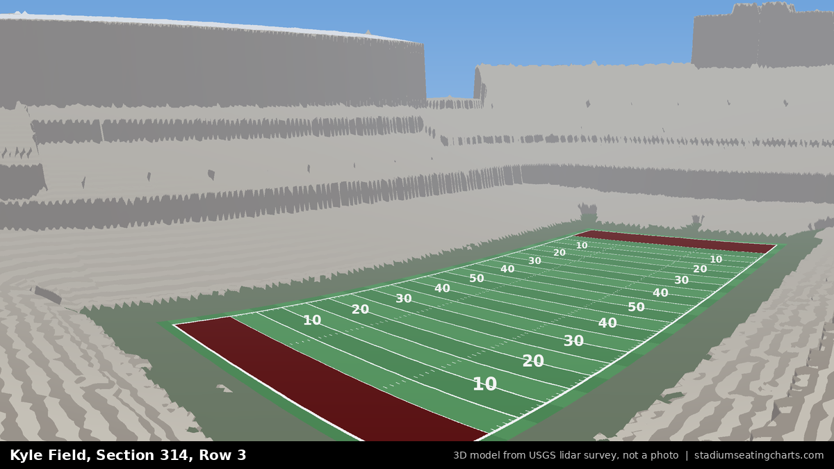 View from Kyle Field Section 314, Row 3, looking toward the field