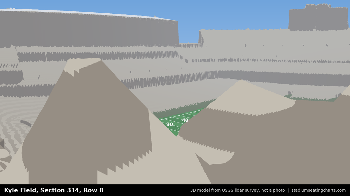View from Kyle Field Section 314, Row 8, looking toward the field