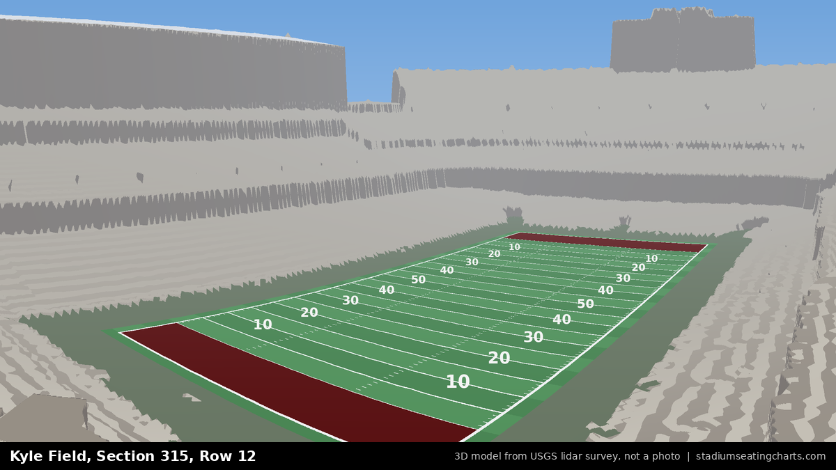 View from Kyle Field Section 315, Row 12, looking toward the field