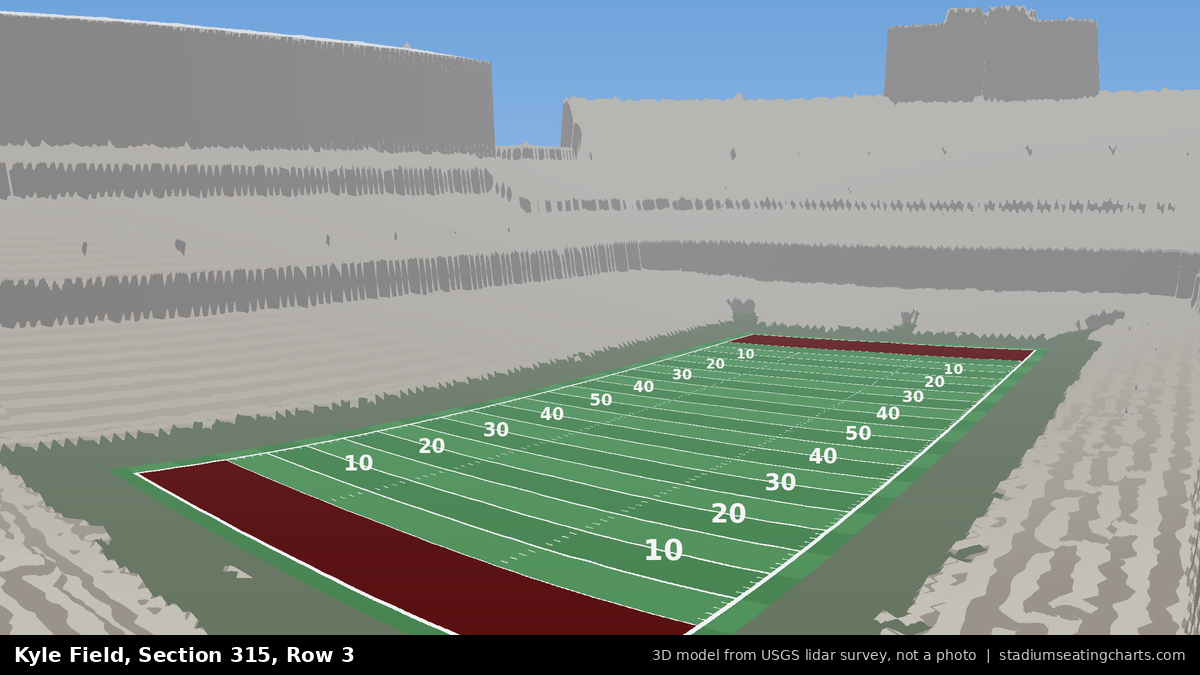 View from Kyle Field Section 315, Row 3, looking toward the field