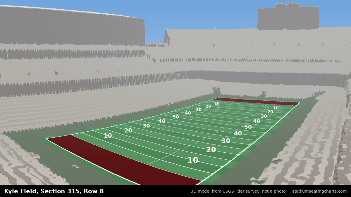 View from Kyle Field Section 315, Row 8, looking toward the field