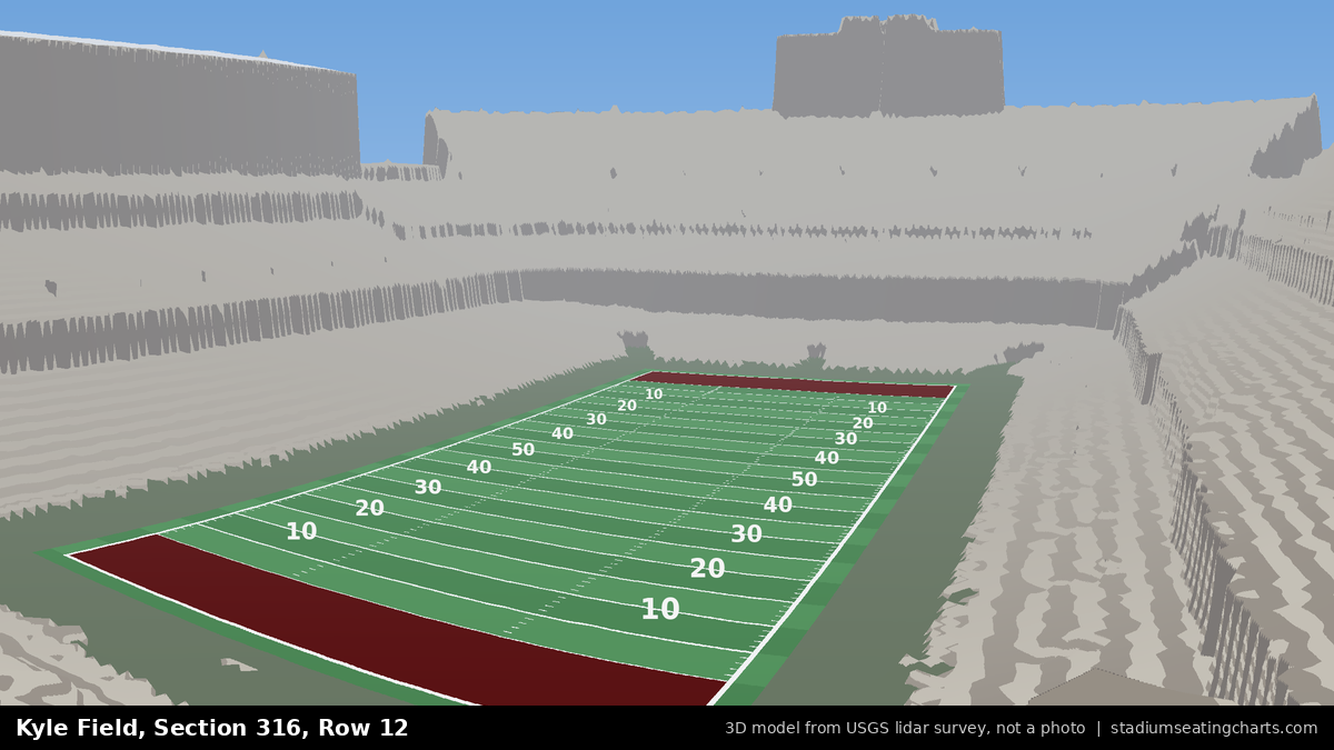 View from Kyle Field Section 316, Row 12, looking toward the field