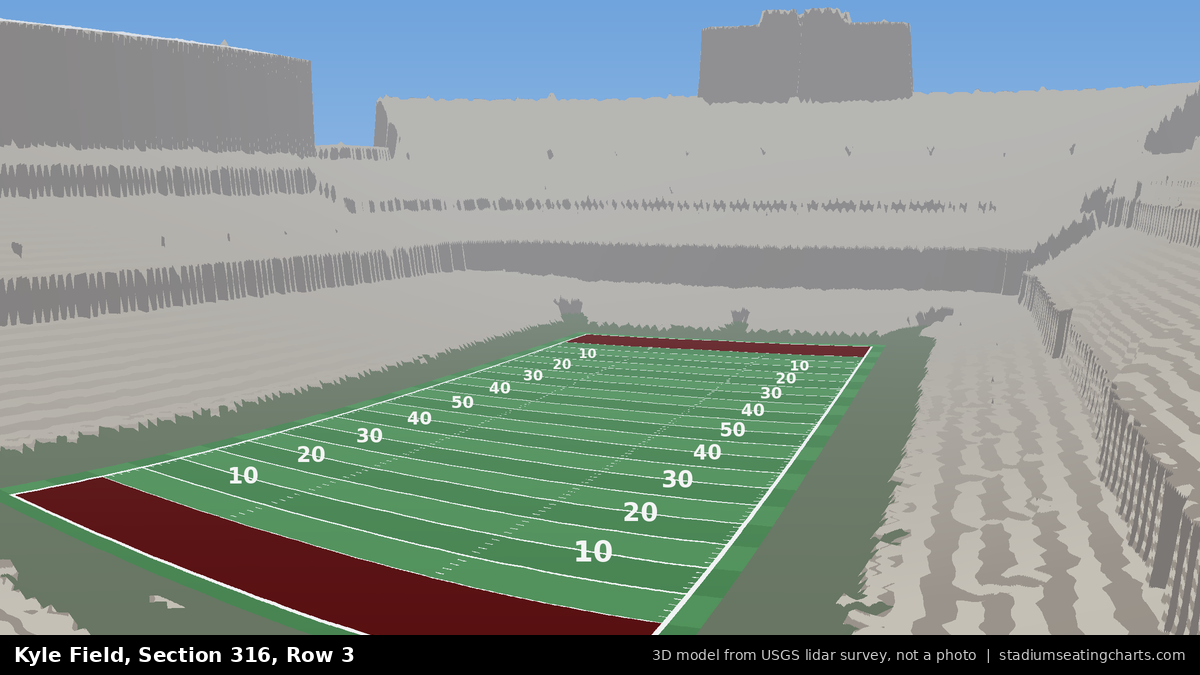 View from Kyle Field Section 316, Row 3, looking toward the field