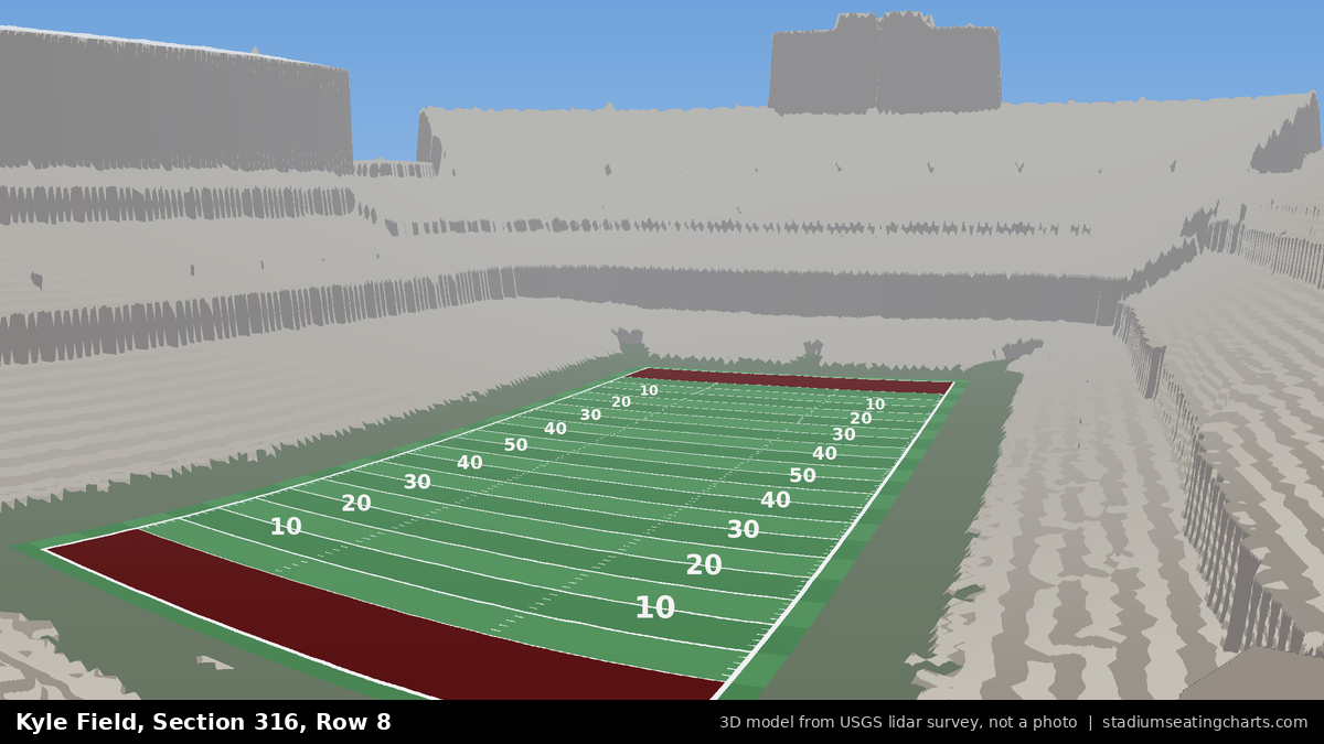 View from Kyle Field Section 316, Row 8, looking toward the field