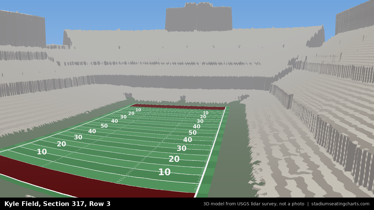 View from Kyle Field Section 317, Row 3, looking toward the field