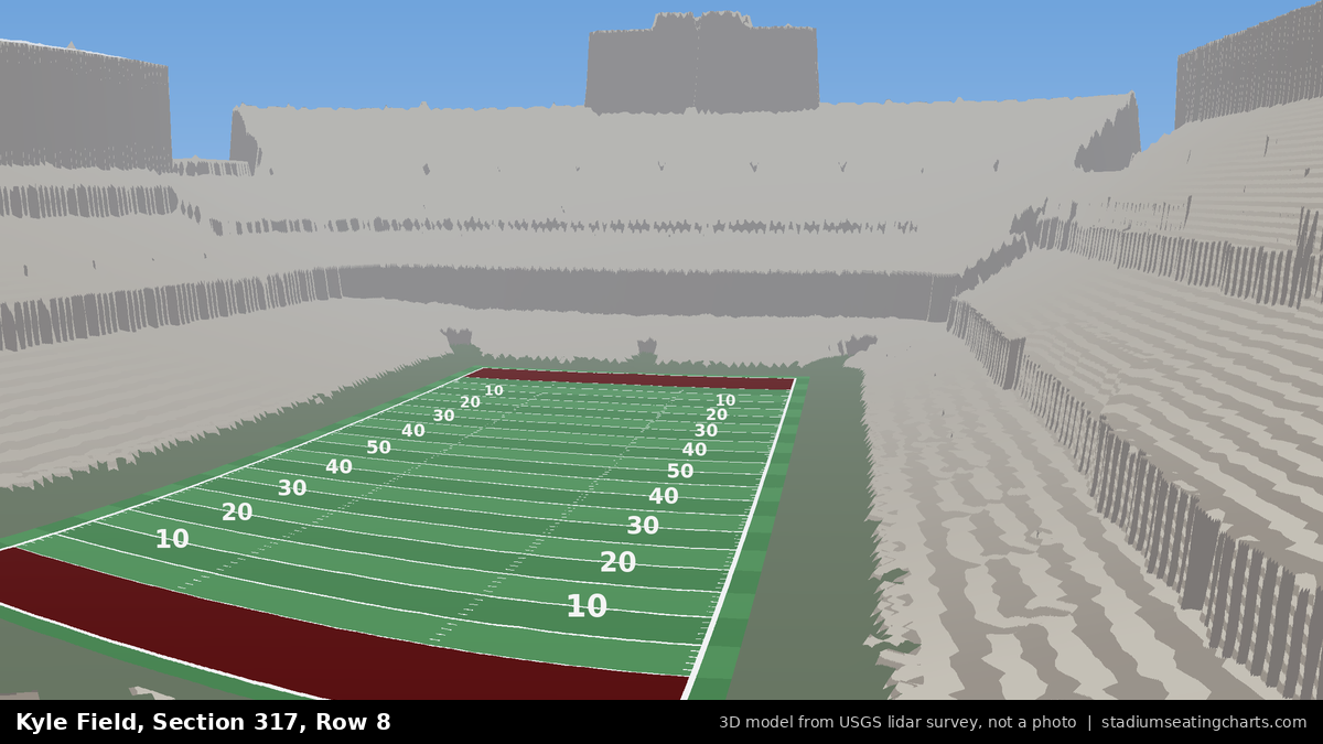 View from Kyle Field Section 317, Row 8, looking toward the field