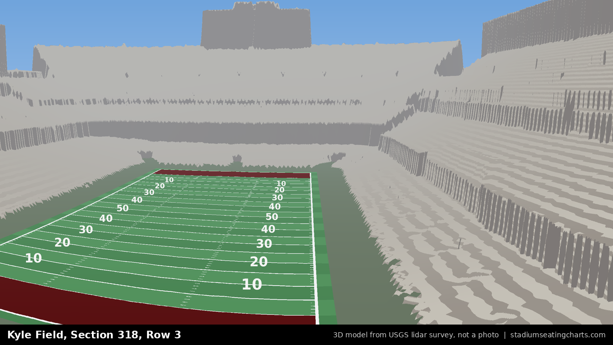 View from Kyle Field Section 318, Row 3, looking toward the field