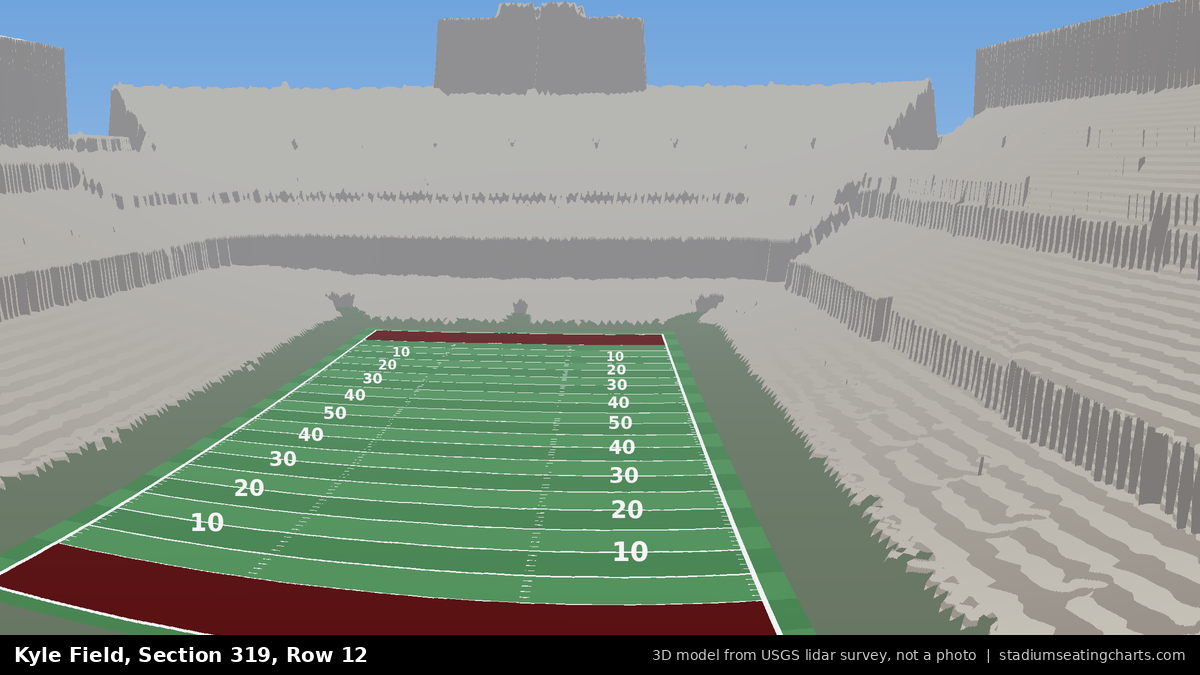 View from Kyle Field Section 319, Row 12, looking toward the field