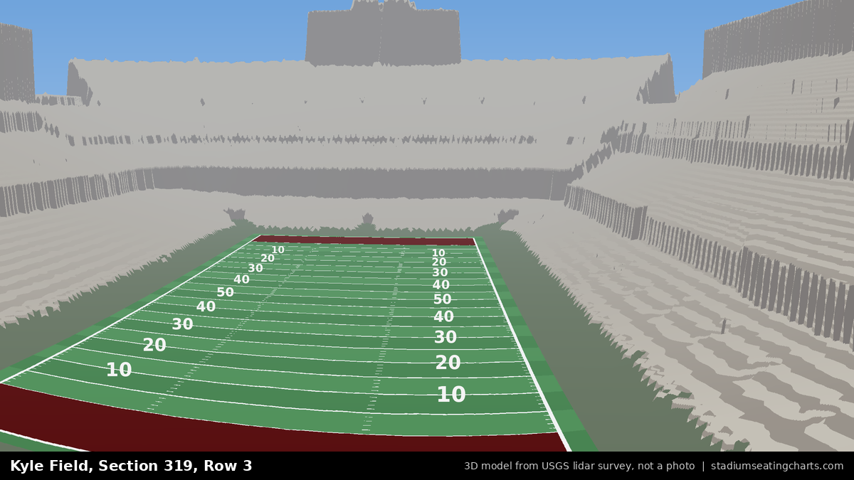 View from Kyle Field Section 319, Row 3, looking toward the field