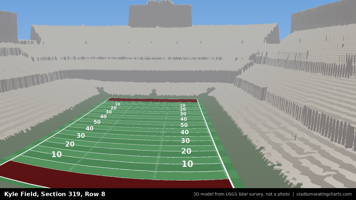 View from Kyle Field Section 319, Row 8, looking toward the field