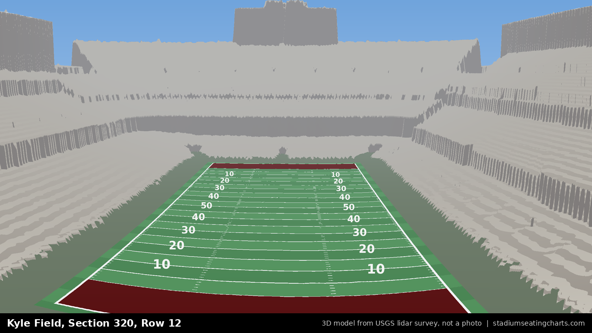 View from Kyle Field Section 320, Row 12, looking toward the field