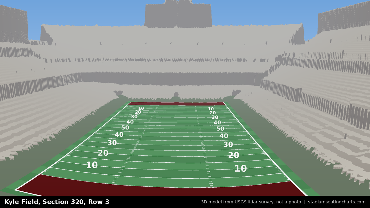 View from Kyle Field Section 320, Row 3, looking toward the field