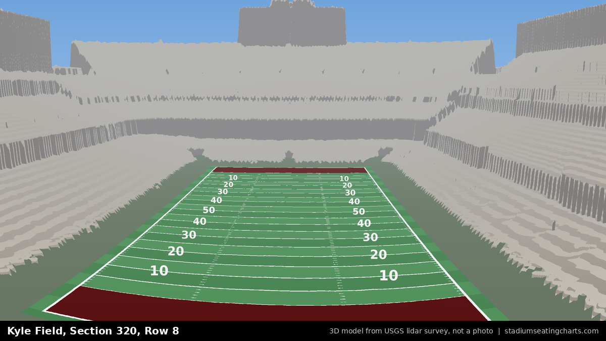 View from Kyle Field Section 320, Row 8, looking toward the field