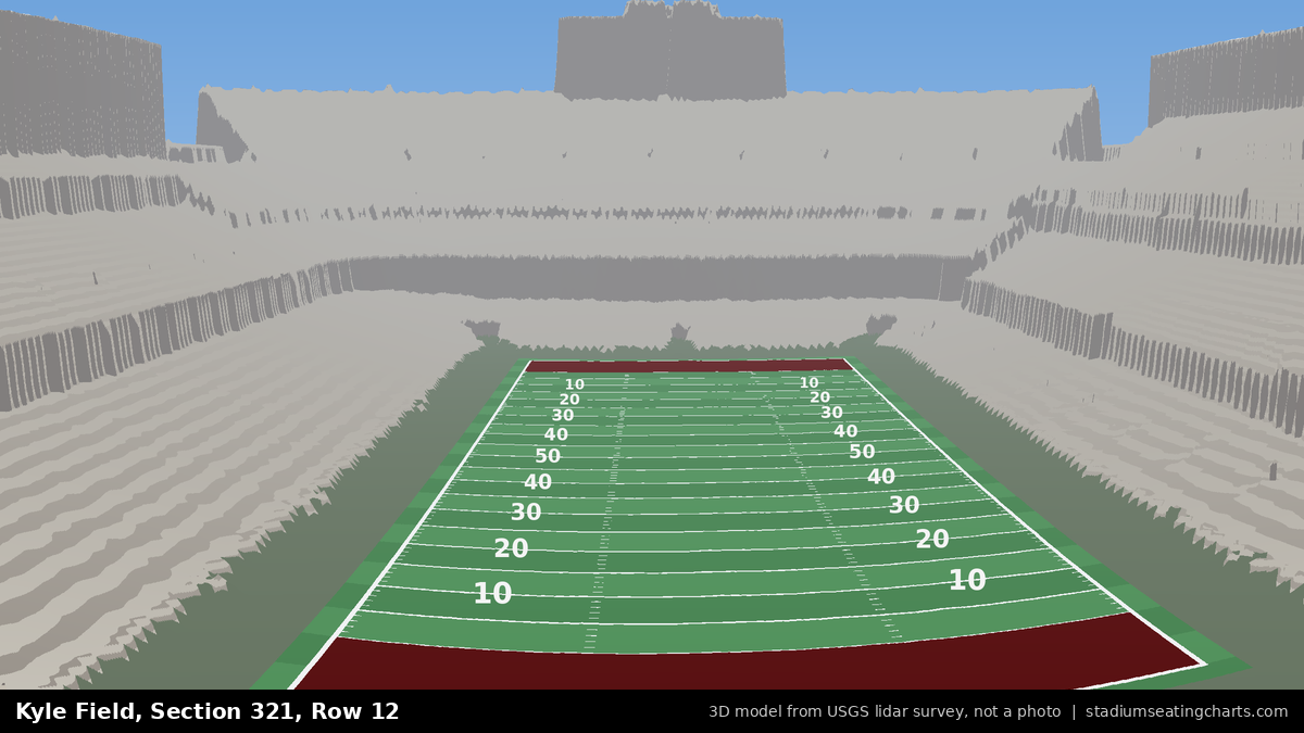 View from Kyle Field Section 321, Row 12, looking toward the field