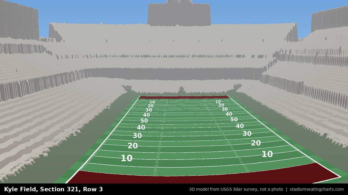 View from Kyle Field Section 321, Row 3, looking toward the field